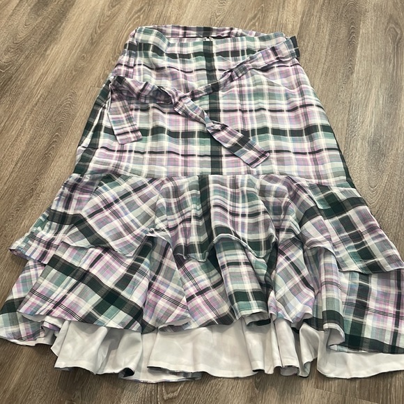 Ann Taylor plaid cotton set ruffle skirt and top medium and sz 6 - Picture 11 of 12